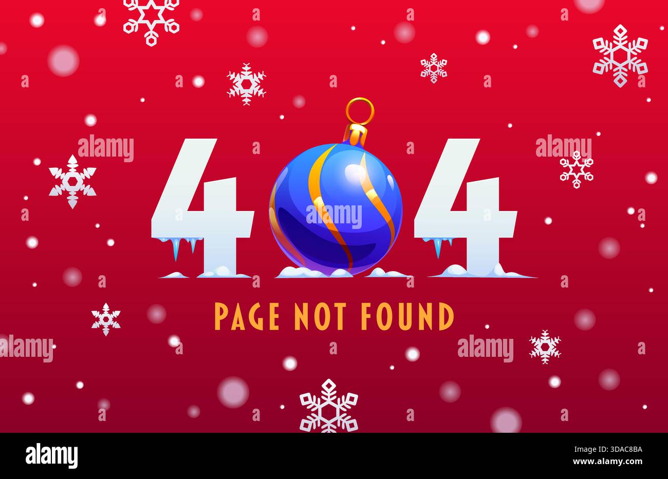 Merry Christmas 404 page not found error, bauble Stock Vector