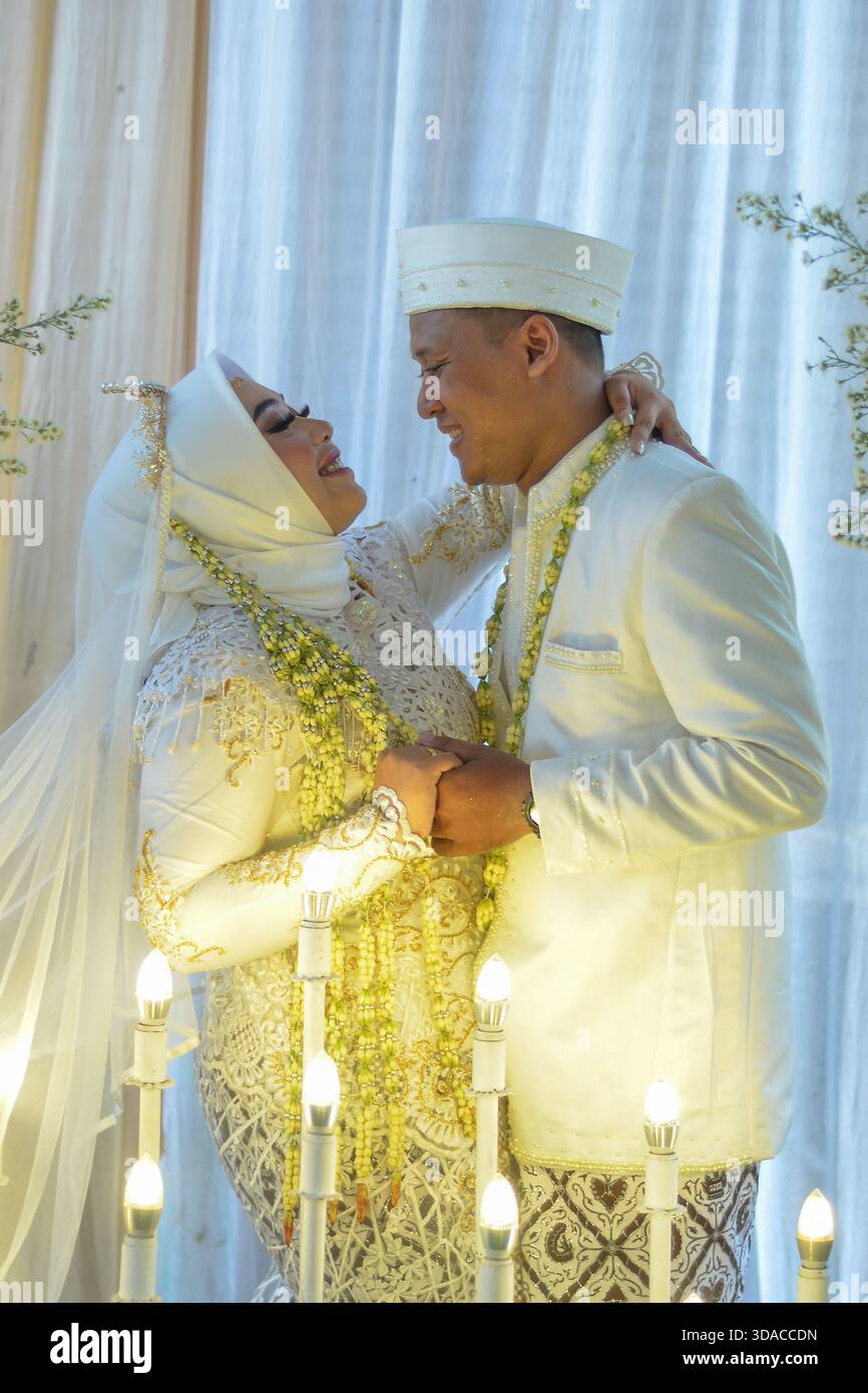 a couple married pose and romantism angle view Stock Photo