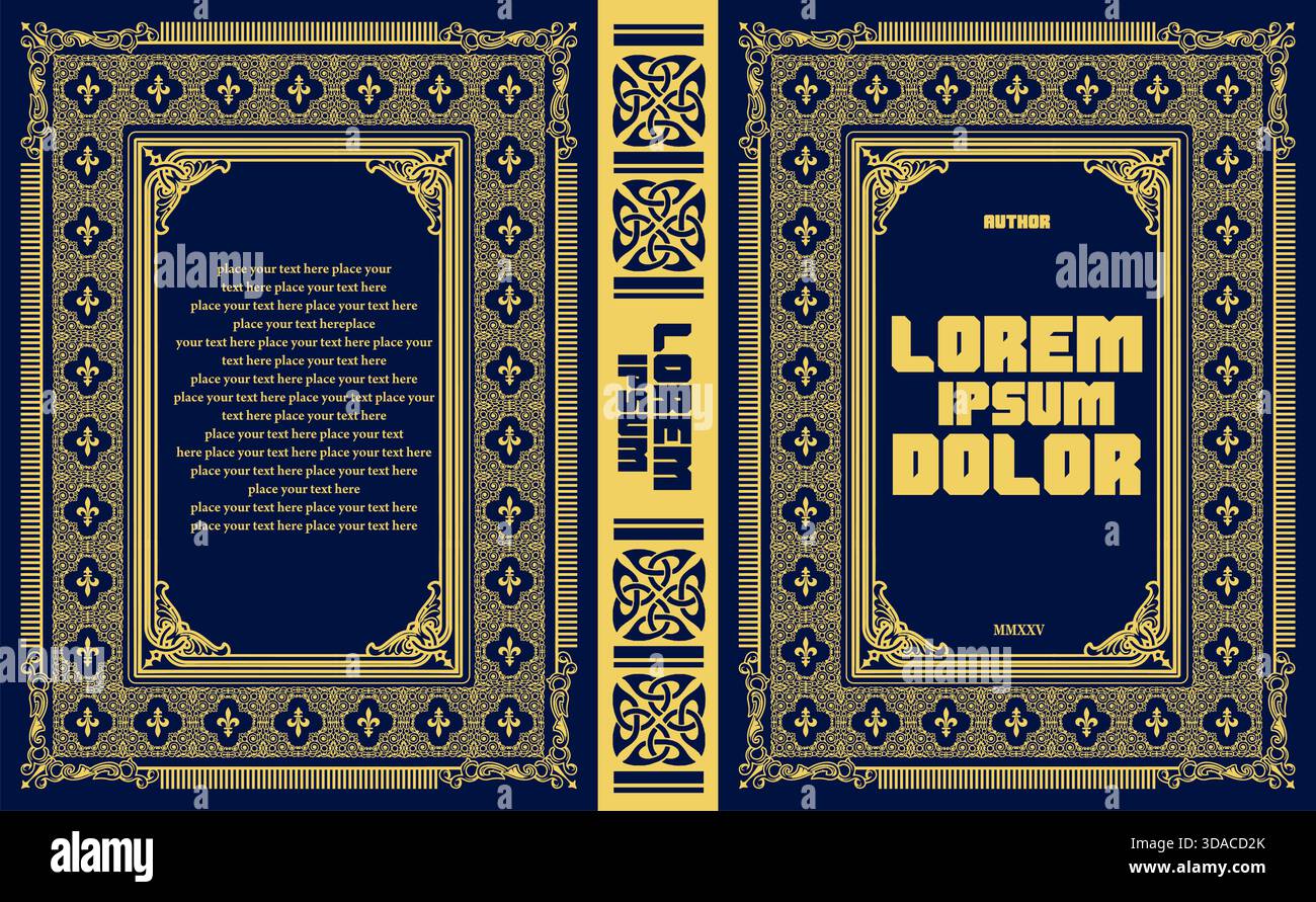 Elegant ornate book cover design featuring gold foil and fleur-de-lis ...