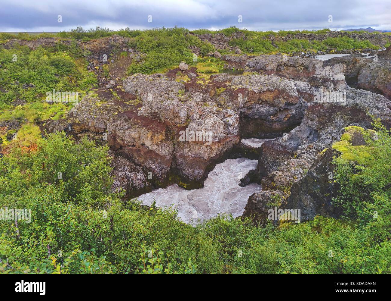 Barnafoss waterfall, Iceland, West Iceland, Húsafell Stock Photo