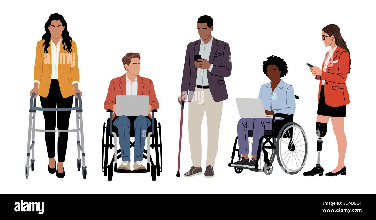A Set of diverse professionals with disabilities Stock Vector Image ...