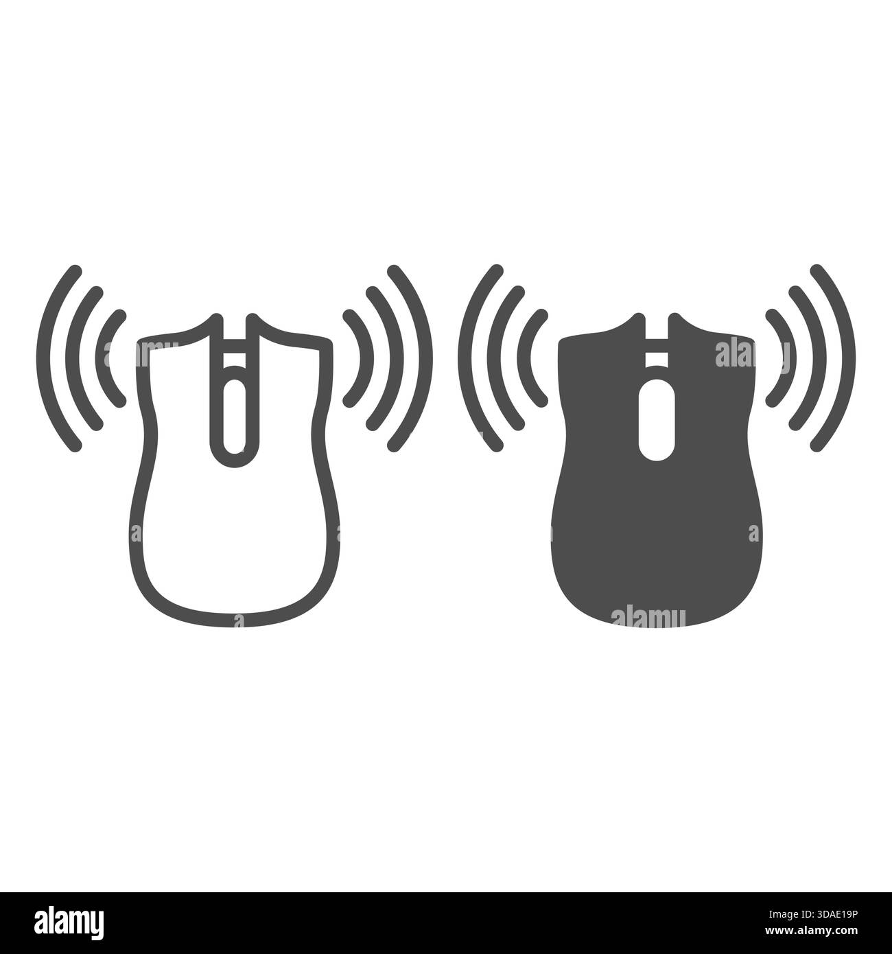 Wireless bluetooth computer mouse line and solid icon, portable electronics concept, PC cursor device sign on white background, outline style icon for Stock Vector