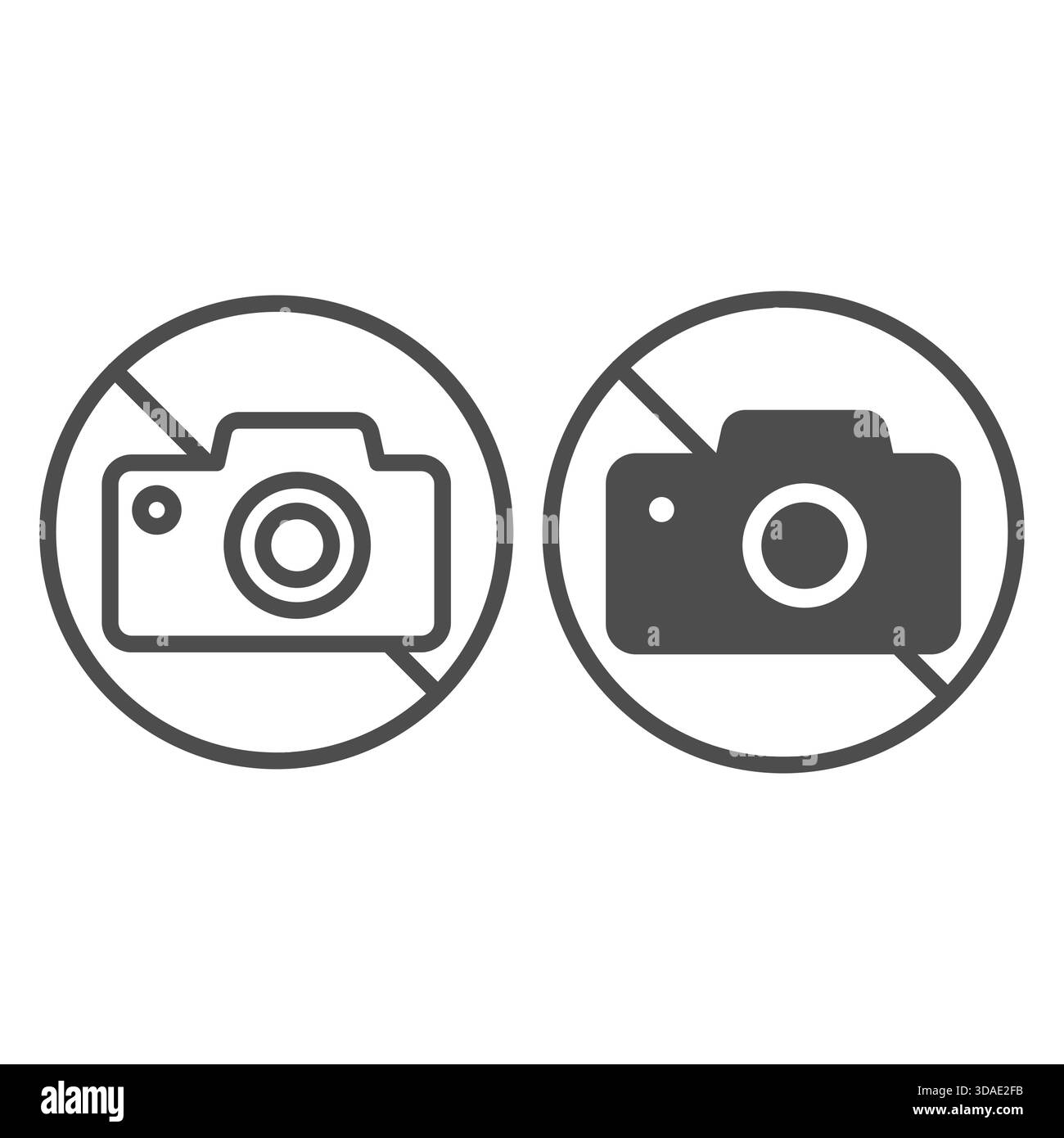 No symbol with camera line and solid icon, prohibited action concept ...