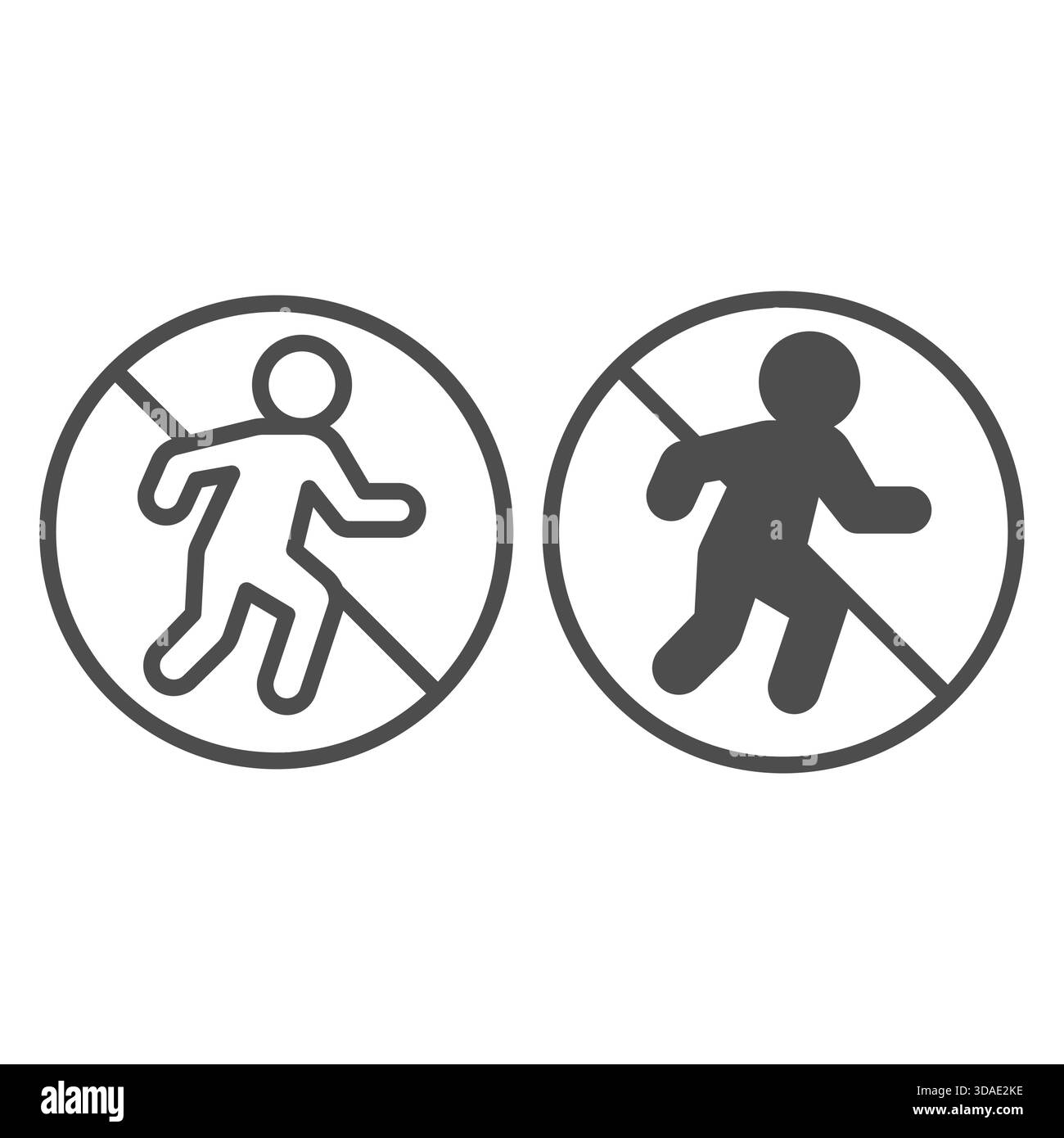 No symbol with running man line and solid icon, run activity ...