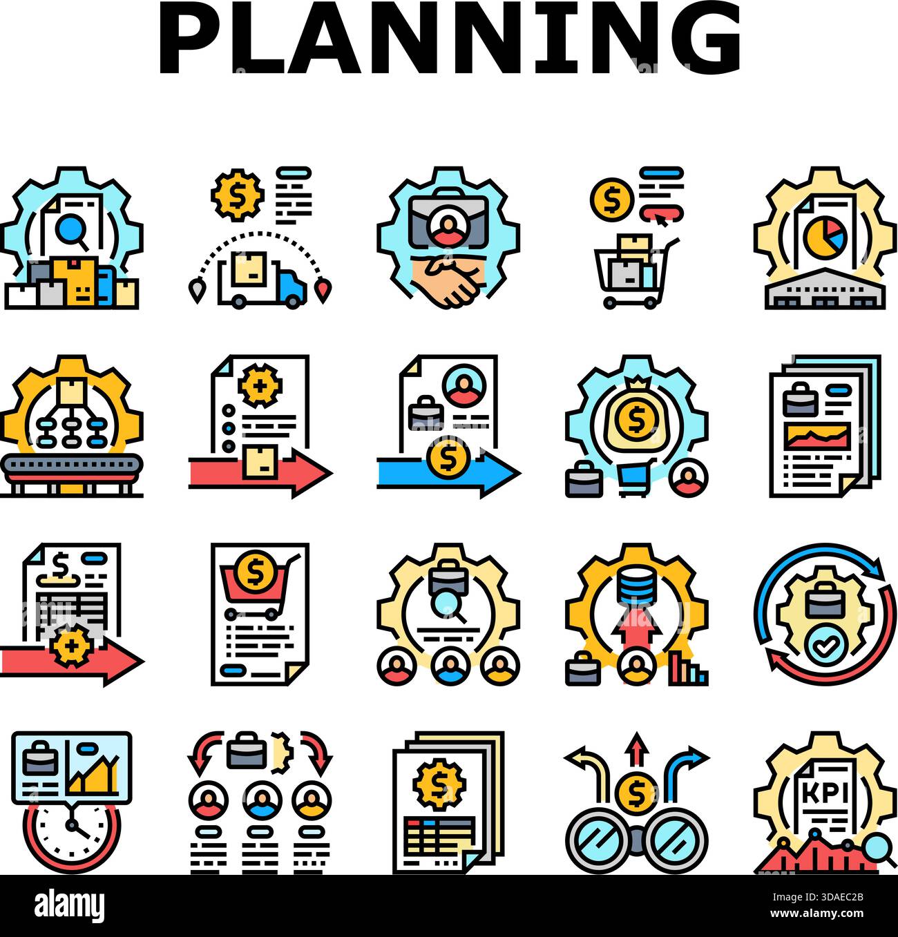 enterpriser resource planning erp icons set vector Stock Vector Image ...