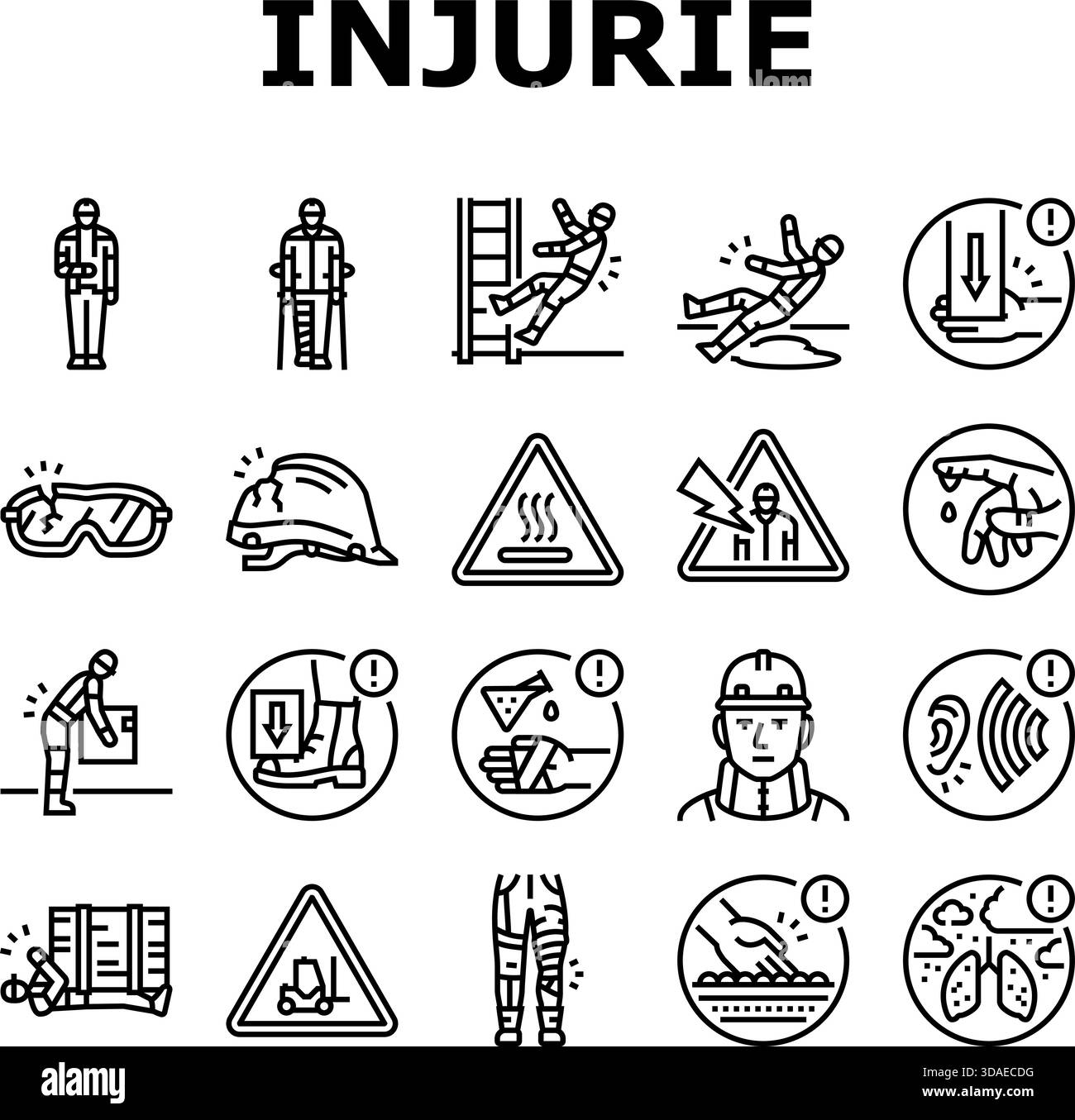 workplace injuries accident icons set vector Stock Vector Image & Art ...