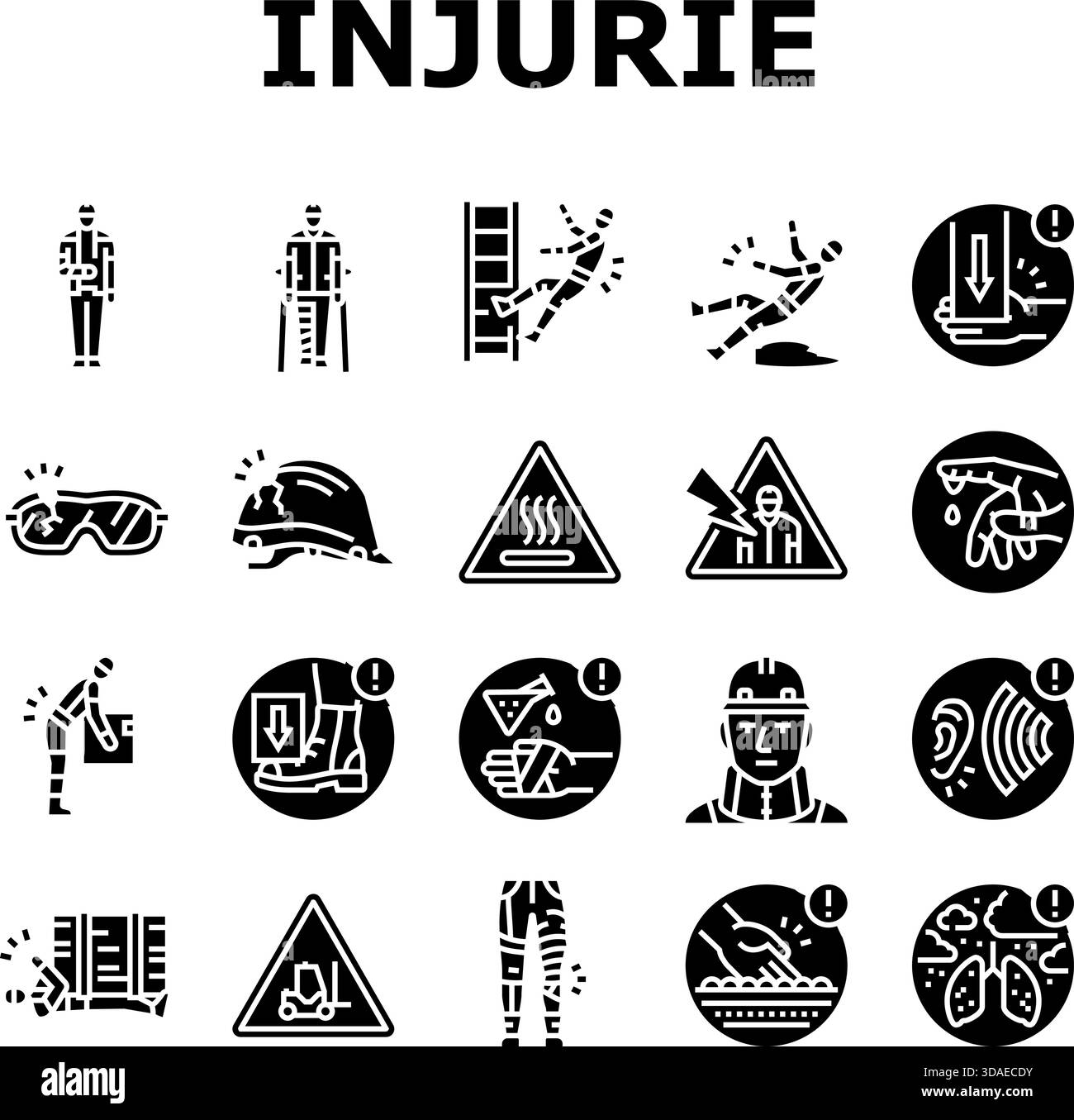 workplace injuries accident icons set vector Stock Vector Image & Art ...