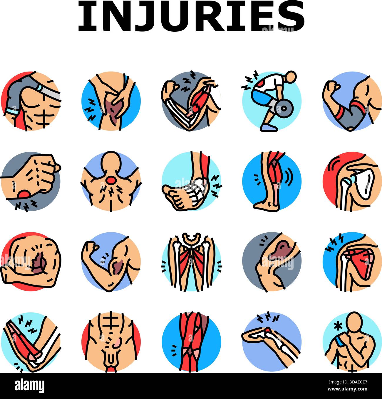 bodybuilder injuries icons set vector Stock Vector Image & Art - Alamy