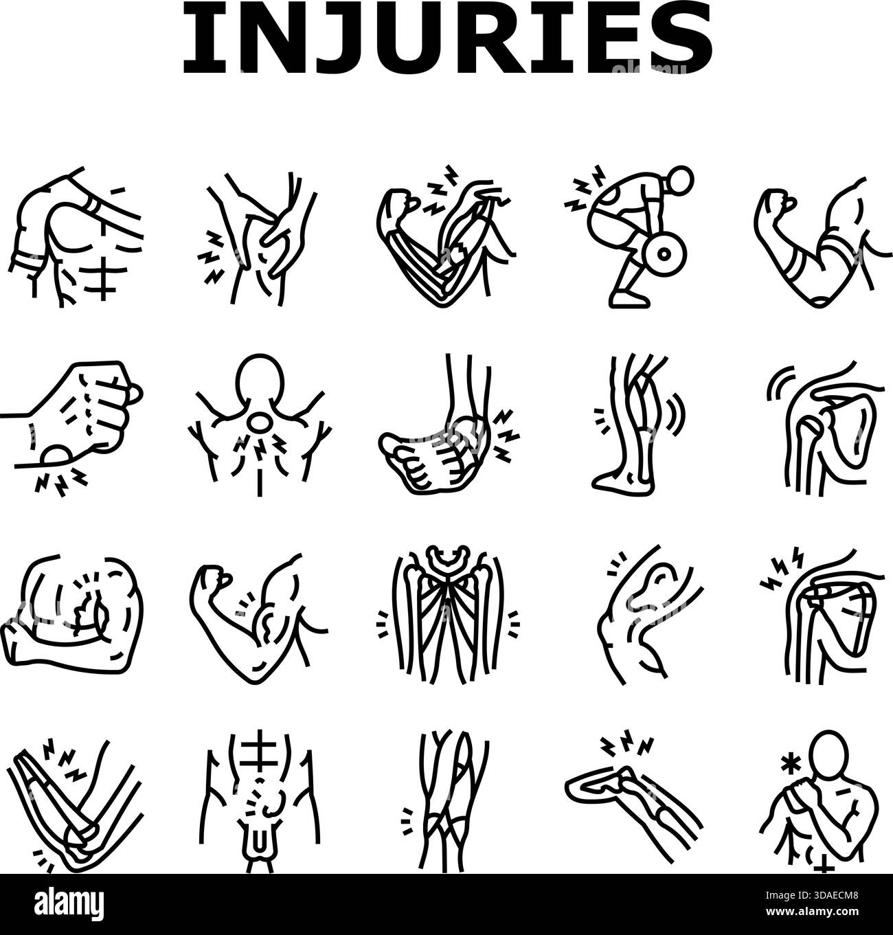 bodybuilder injuries icons set vector Stock Vector Image & Art - Alamy