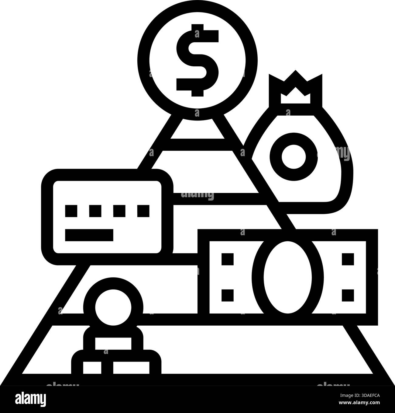 pyramid income levels line icon vector illustration Stock Vector Image ...
