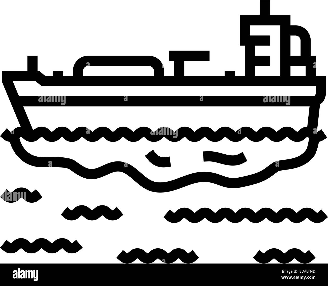 oil tanker leaking into the sea line icon vector illustration Stock ...