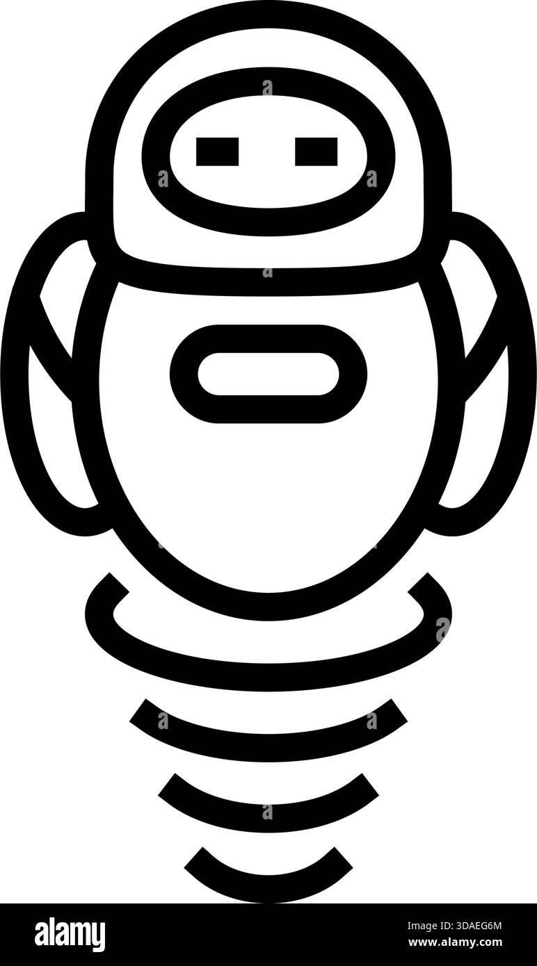 floating hover robot line icon vector illustration Stock Vector Image ...