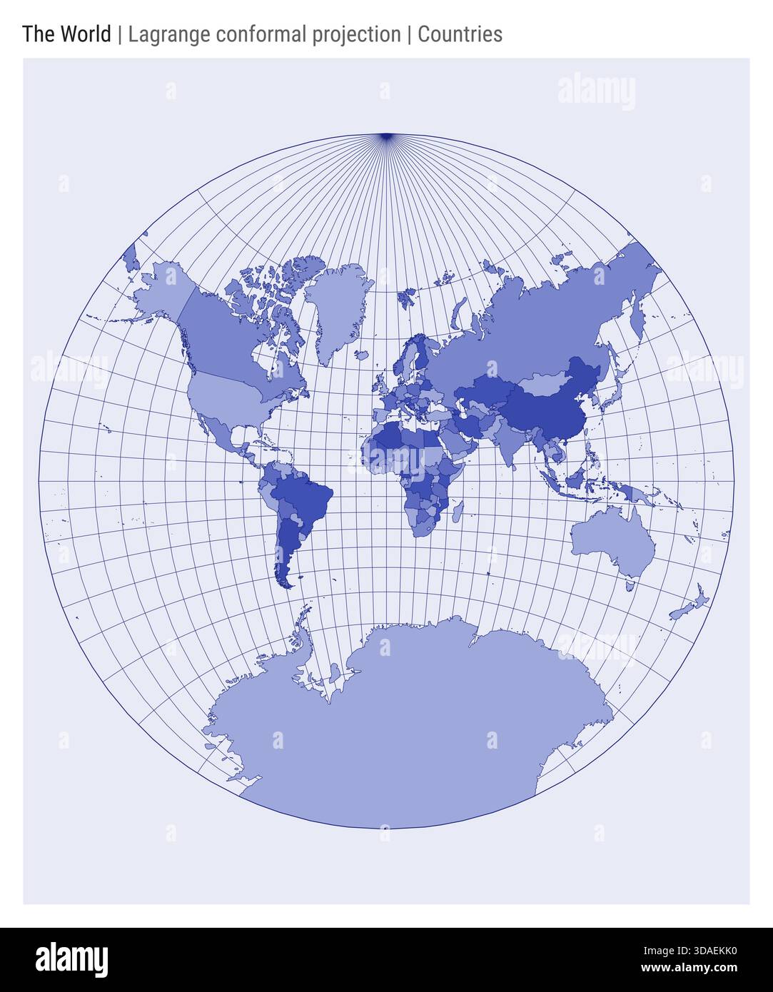 World Map. Lagrange conformal projection. Countries style. High Detail ...