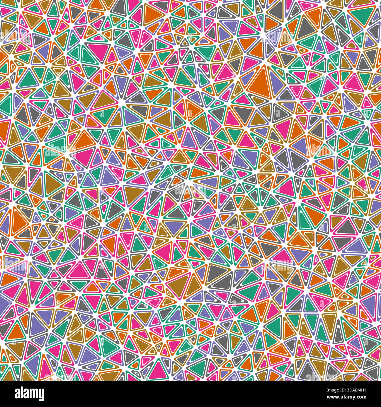 Triangles pattern. Rounded solid shapes in frames. Small triangles size. Multicolored style. Repeatable pattern. Beautiful vector tiles. Stock Vector