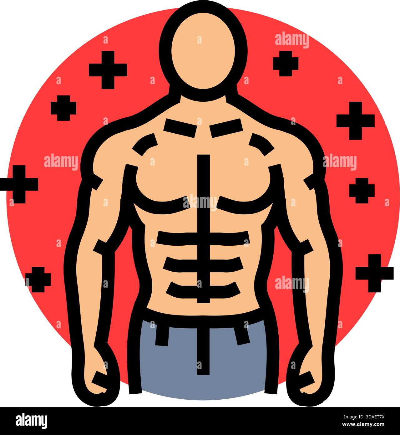 athlete exaggerated muscles color icon vector illustration Stock Vector ...