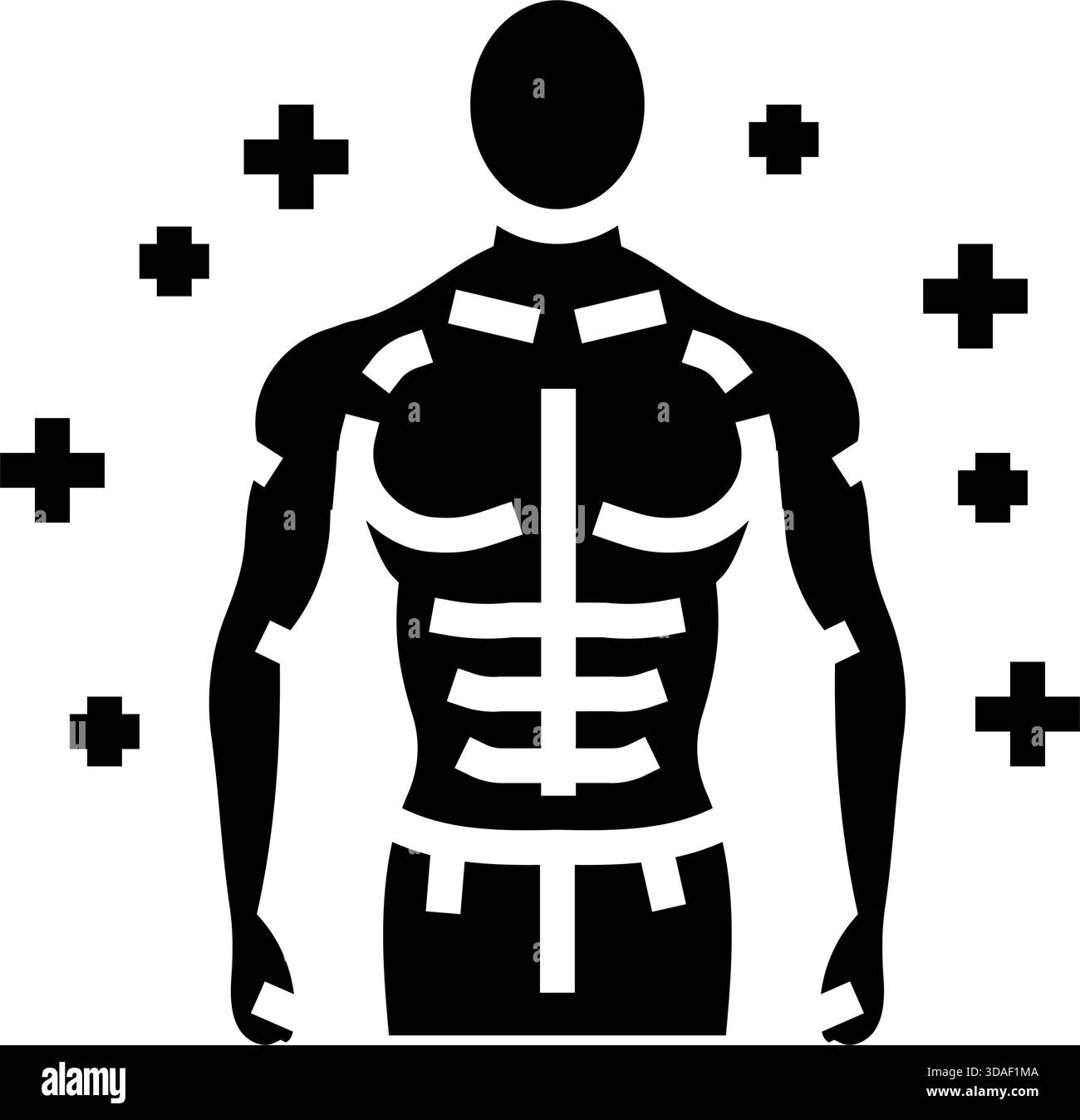 athlete exaggerated muscles glyph icon vector illustration Stock Vector ...