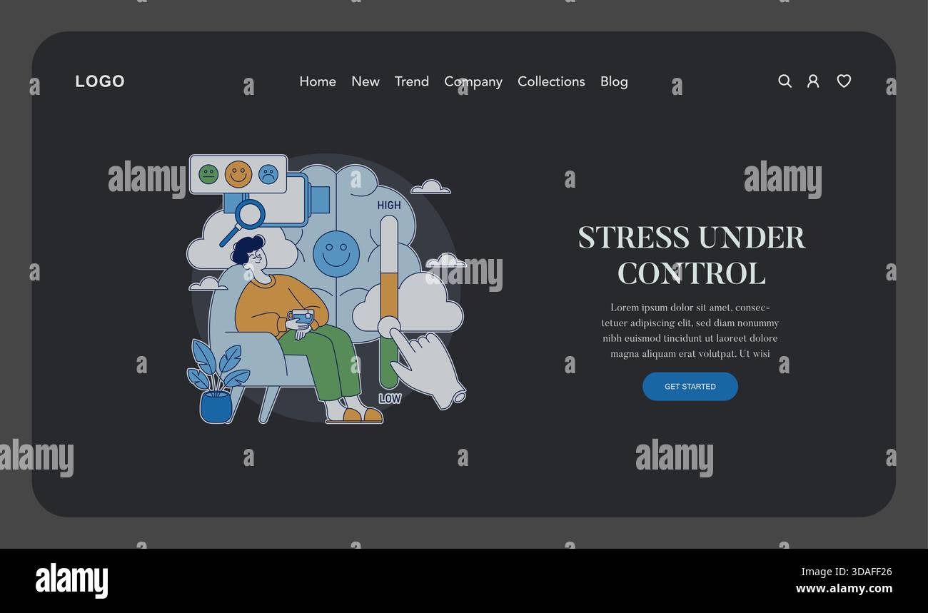 Vector illustration of a person using technology to manage stress ...