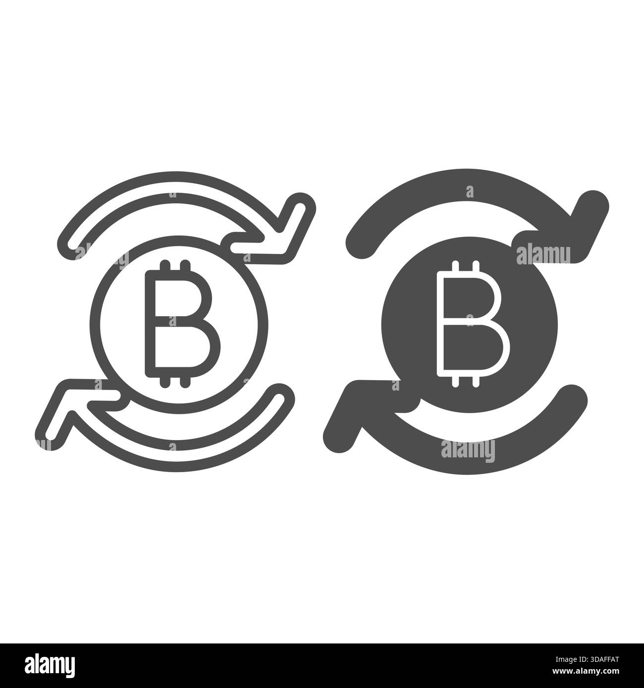 Arrows and bitcoin line and solid icon, cryptocurrency concept. Vector  graphics. Cryptocurrency exchange, crypto coin sign on white background,  outlin Stock Vector Image & Art - Alamy
