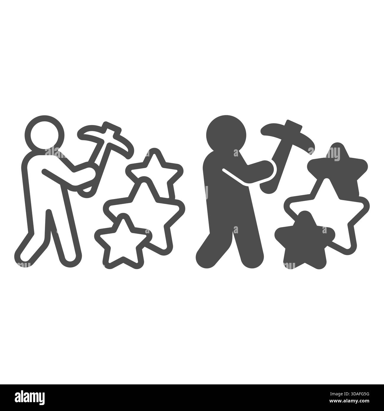 Worker man with pickaxe and stars line and solid icon, crypto metaverse  concept. Vector graphics. Crypto miner and game points sign on white  backgroun Stock Vector Image & Art - Alamy