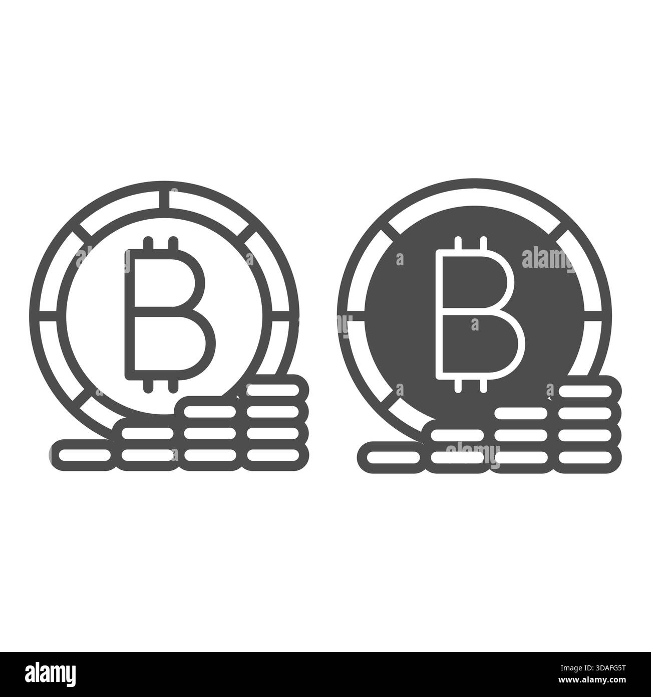 Bitcoin with coins stack line and solid icon, crypto finance concept.  Vector graphics. Crypto coin stacking, investment sign on white background,  outl Stock Vector Image & Art - Alamy