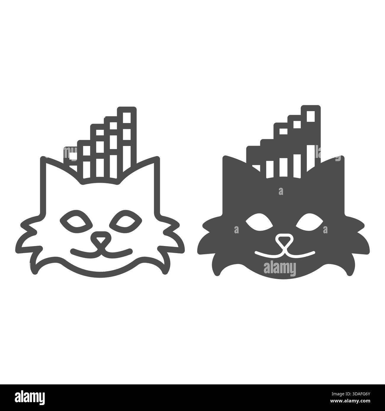 Crypto kitties with graph line and solid icon, crypto metaverse concept.  Vector graphics. Game coin stock chart, growth sign on white background,  outl Stock Vector Image & Art - Alamy