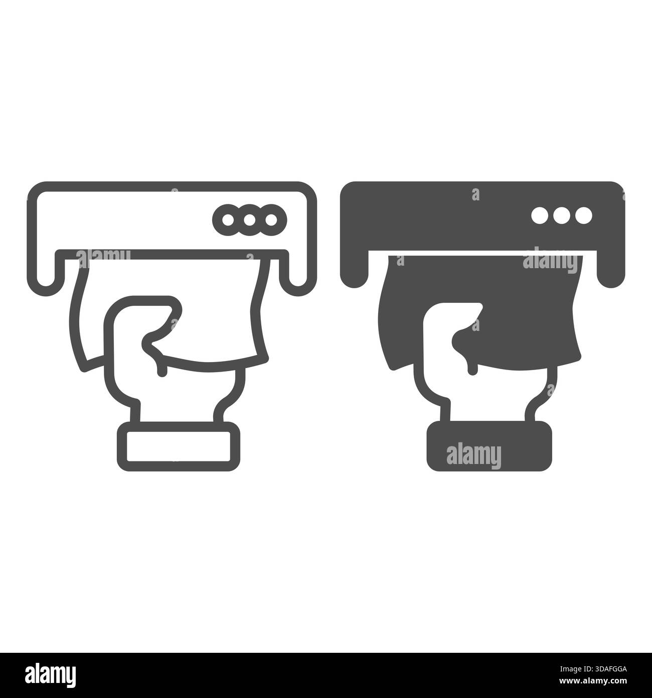 Napkin in hand line and solid icon, body hygiene concept. Vector ...