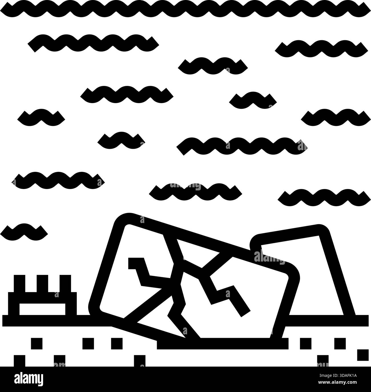 electronic ocean water e waste pollution line icon vector illustration ...