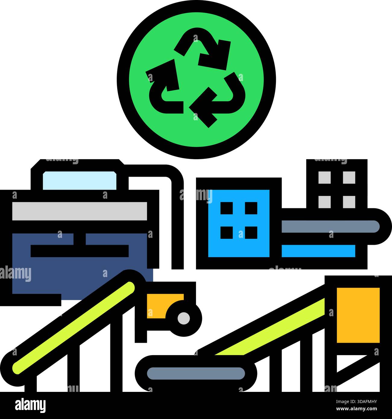 recycling process e waste pollution color icon vector illustration ...