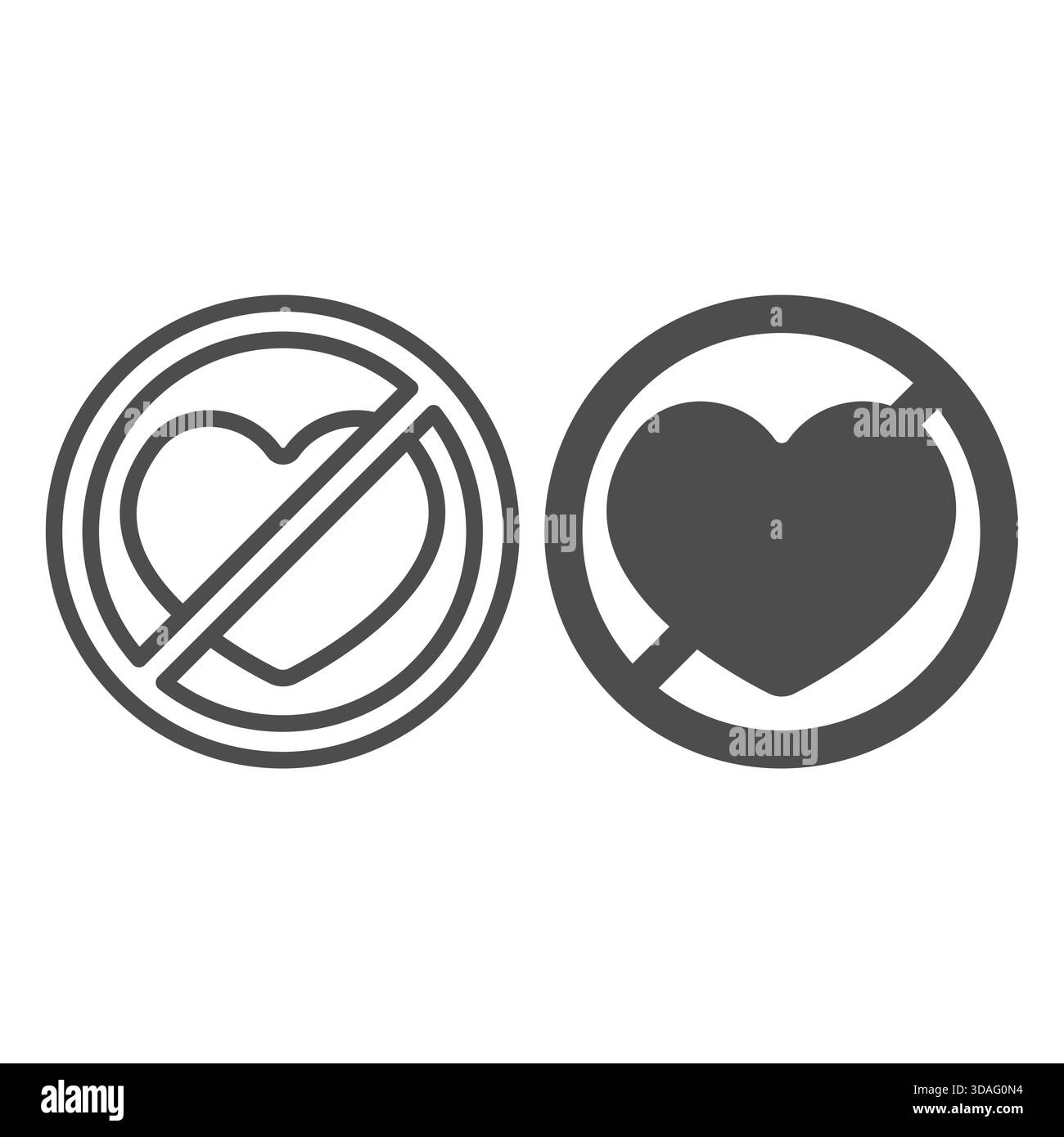 Heart like ban line and solid icon, love and infatuation concept ...