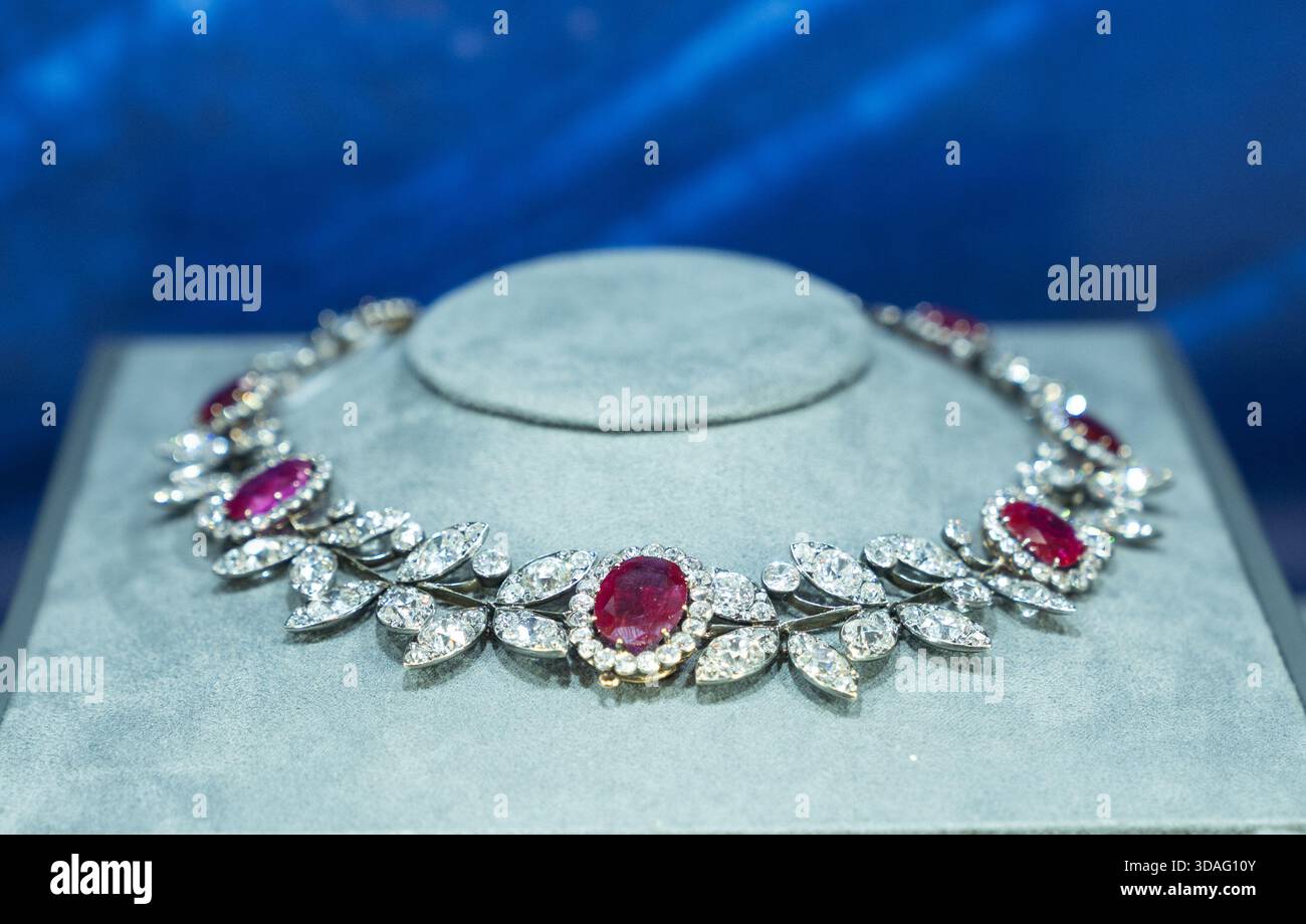 Mackay-Bismark Boucheron Ruby and Diamond necklace on display at ...