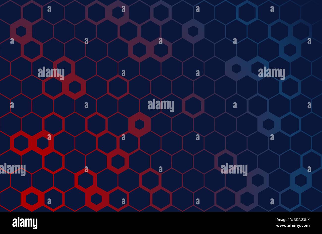 Hexagon red and blue pattern. Abstract technology colour hexagons background vector Stock Vector