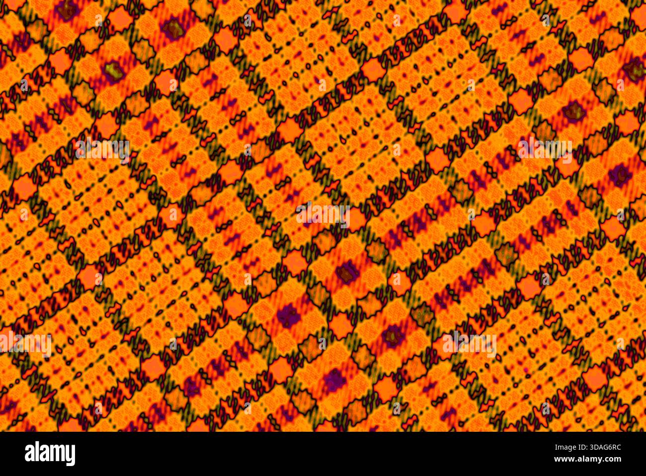 Colored dots on orange background Solarization Stock Photo