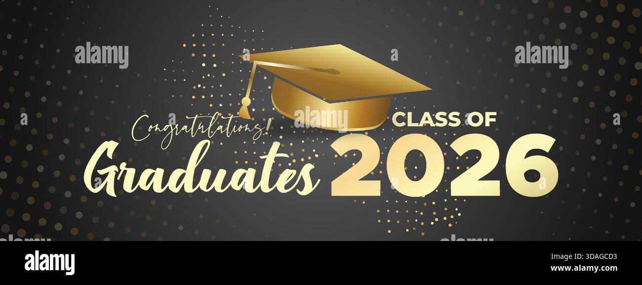 Premium gold Class of 2026 graduation banner with bold typography and ...