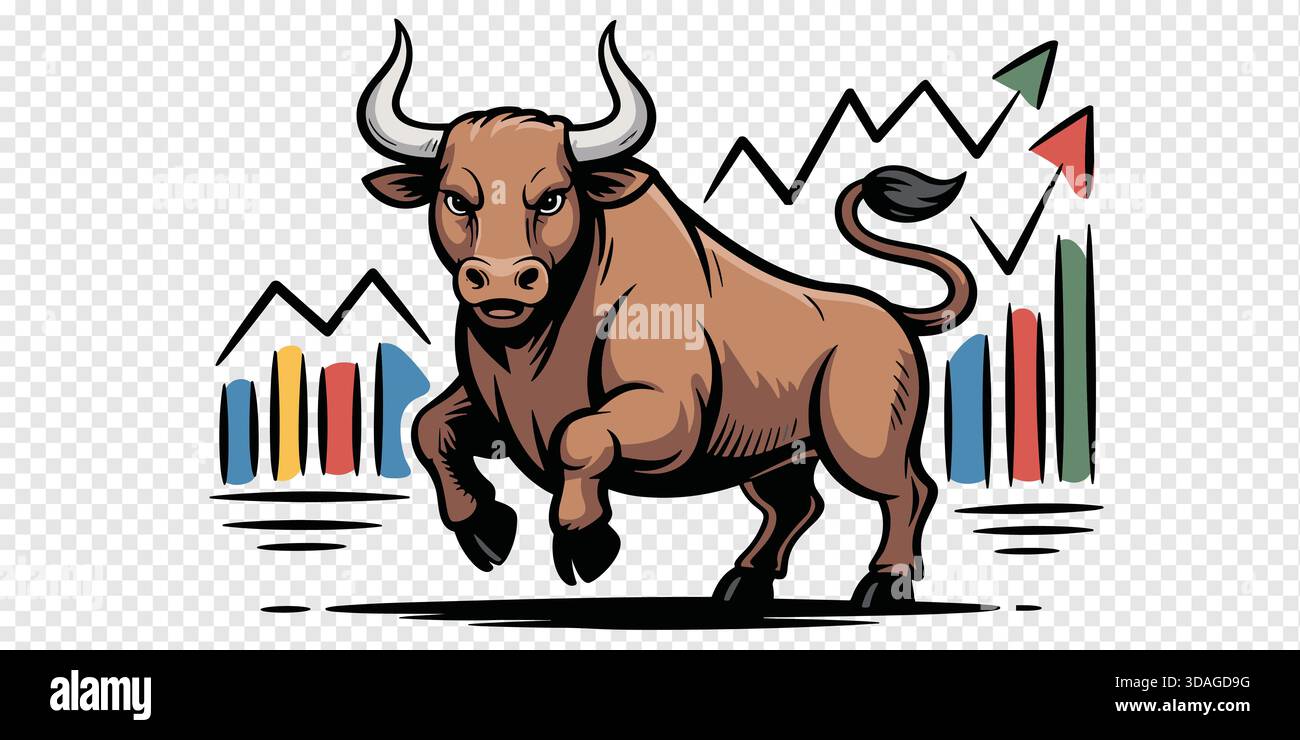 Charging bull Stock Vector Images - Alamy, image size:1300x740