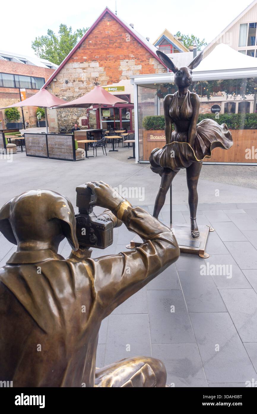 Happy Birthday Mr. President sculpture, Salamanca Square, Battery Point, City of Hobart, Tasmania, Australia Stock Photo