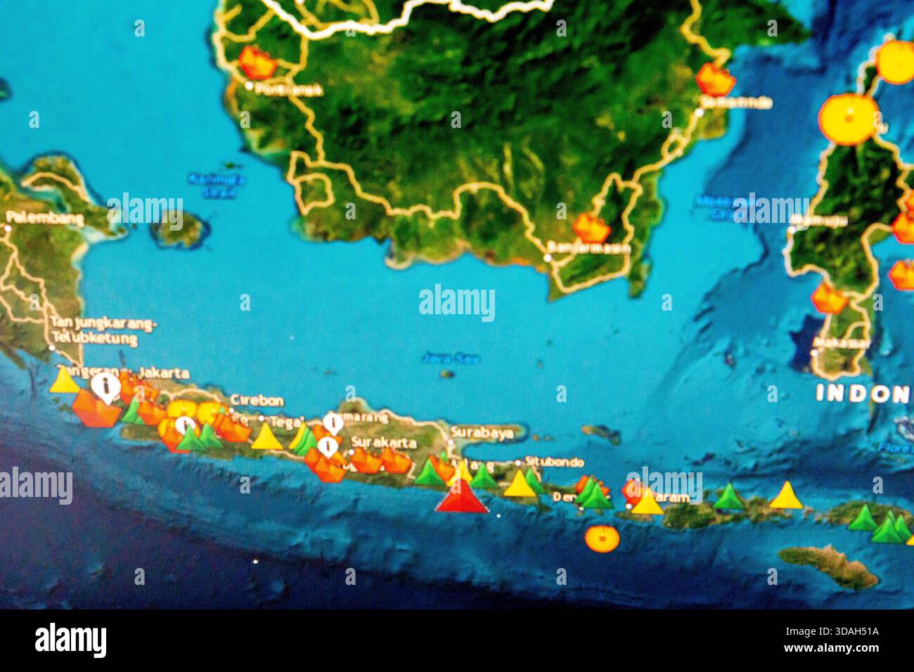 Map of volcanic activity. Some images show volcanoes in the process of ...