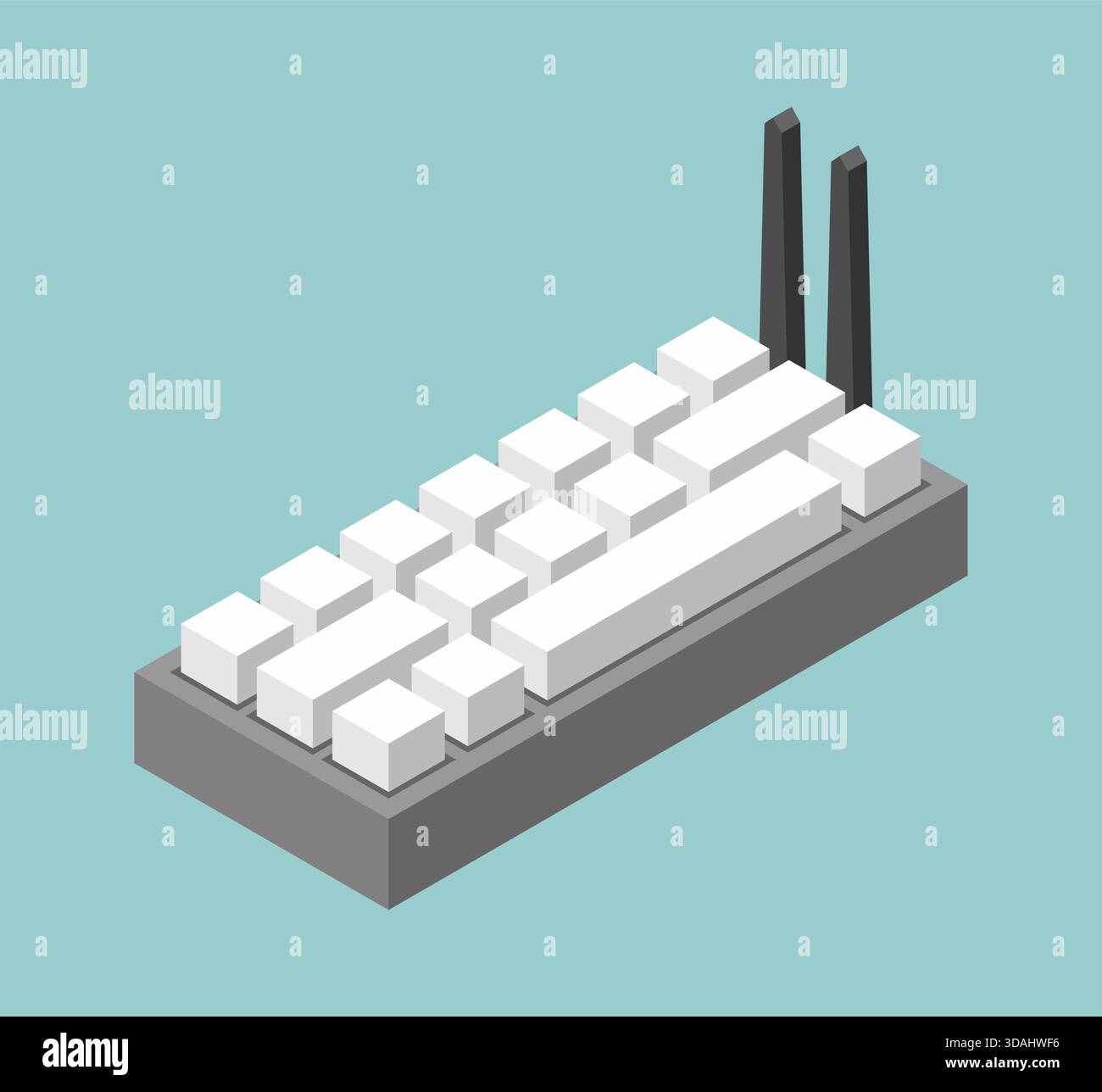 wireless keyboard with antennas. Retro technology icon for computer and device themes. Stock Vector