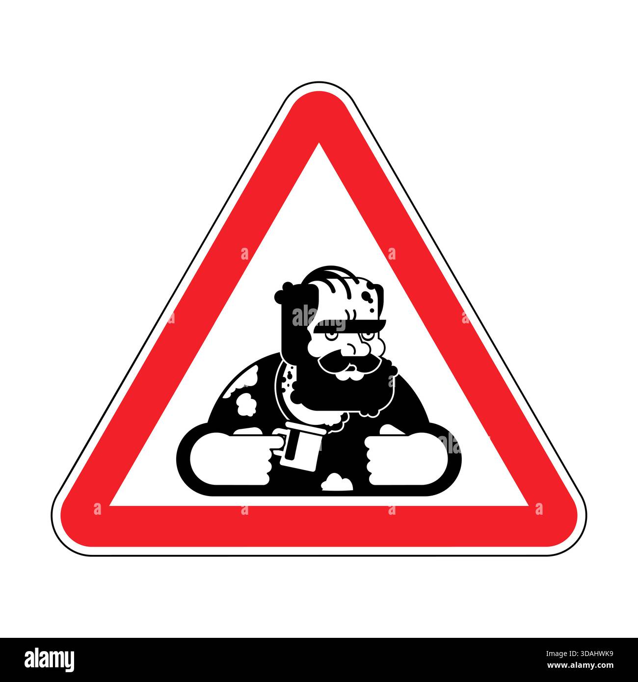 Warning triangle sign featuring a silhouette of a homeless man. Social ...