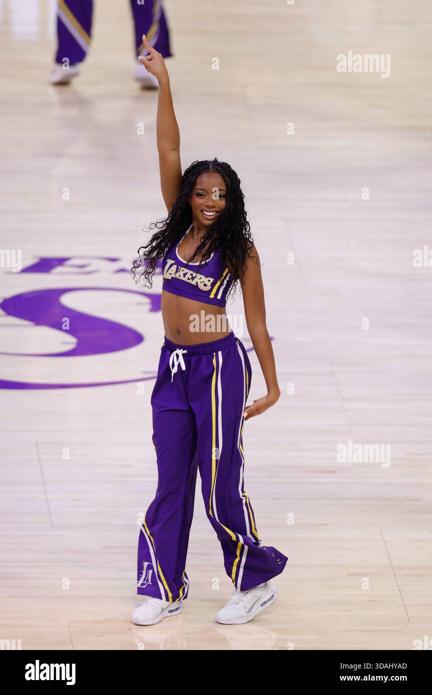 LOS ANGELES, CA - DECEMBER 10: Los Angeles Lakers girls during the San  Antonio Spurs vs Los Angeles Lakers 2025 NBA Cup quarterfinals game on  December 10, 2025, at Crypto.com Arena in