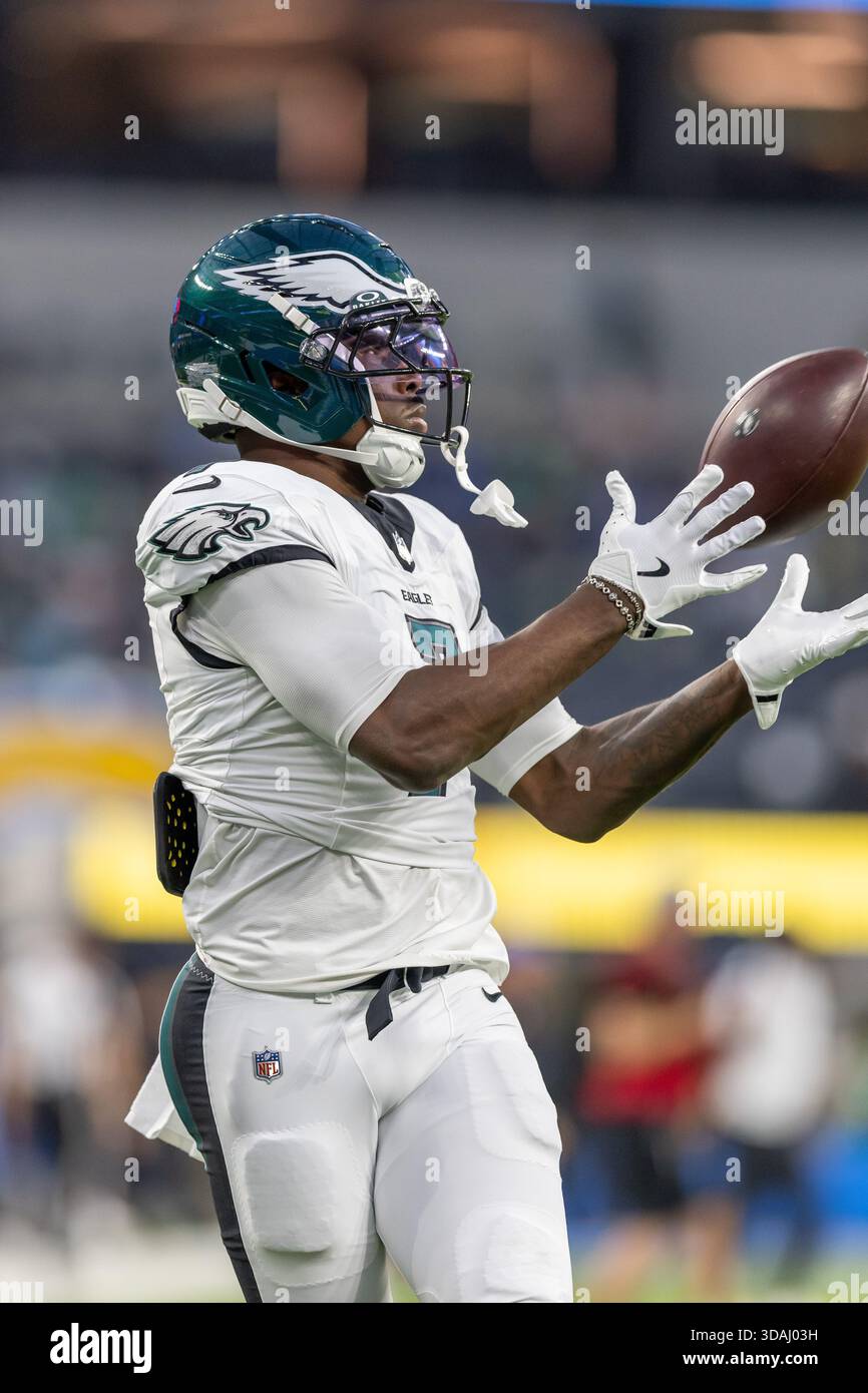 Philadelphia Eagles cornerback Kelee Ringo (7) warms up before playing ...