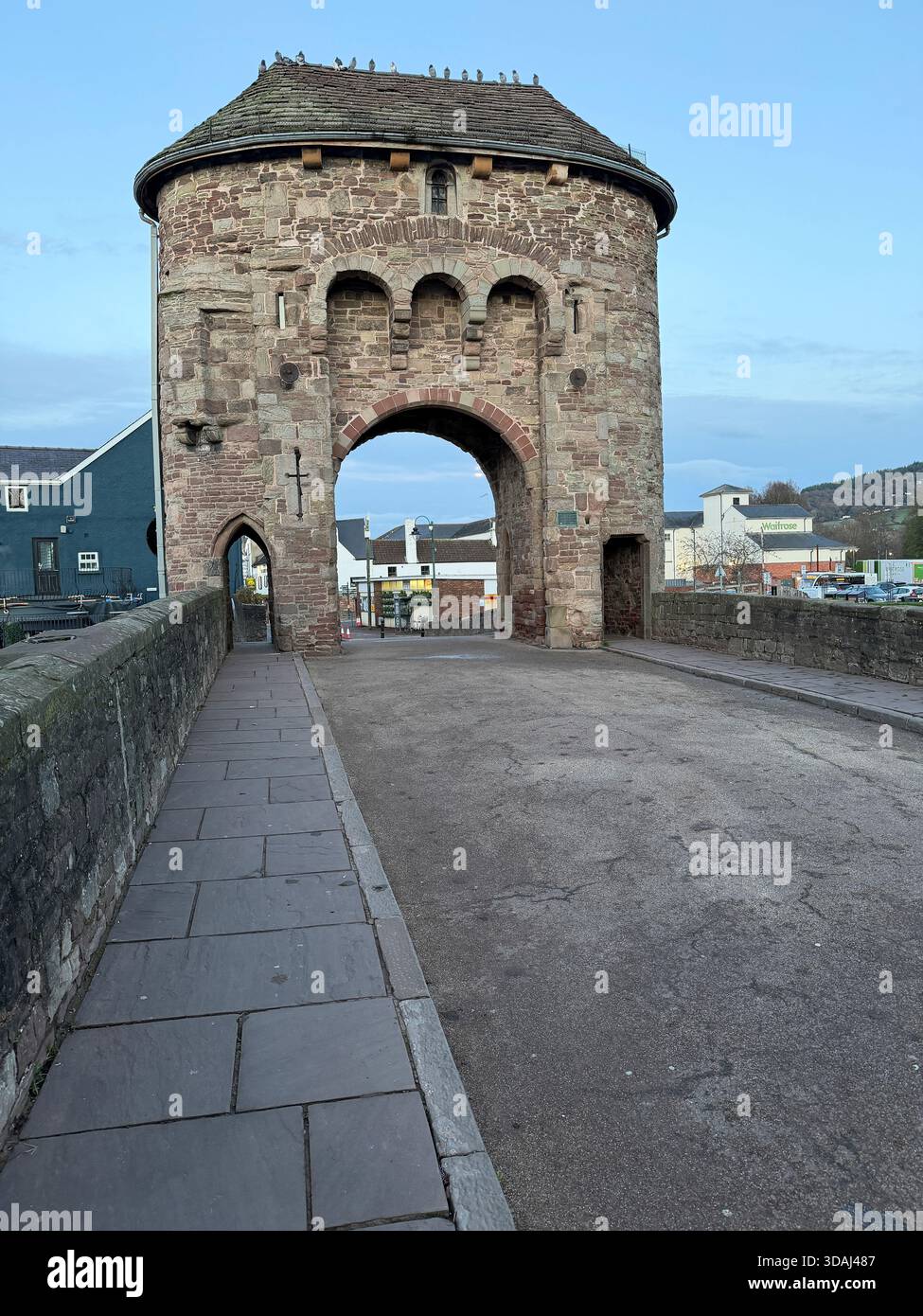 Monow Bridge. A mediaeval fortified bridge crossing the River Monnow, Monmouth, Wales. UK - Smartphone Captured Stock Image