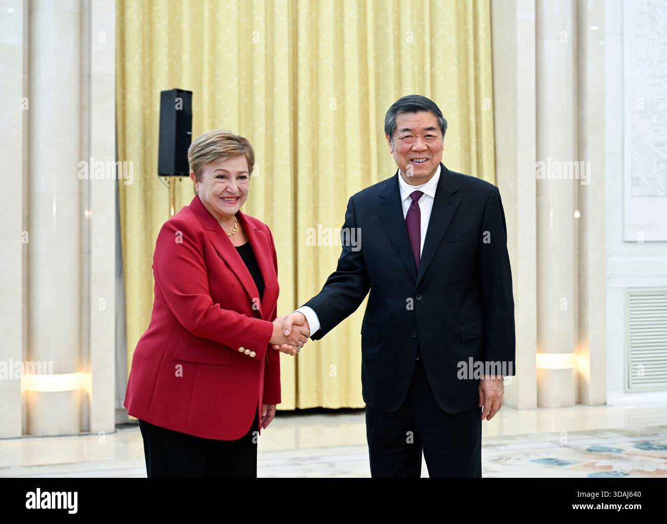 Beijing, China. 10th Dec, 2025. Chinese Vice Premier He Lifeng, also a  member of the Political Bureau of the Communist Party of China Central  Committee, meets with International Monetary Fund (IMF) Managing