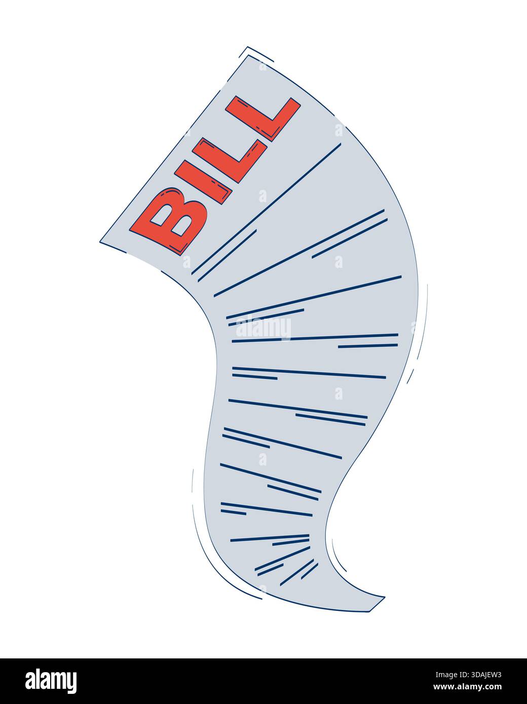 Curved utility bill document 2D doodle object Stock Vector