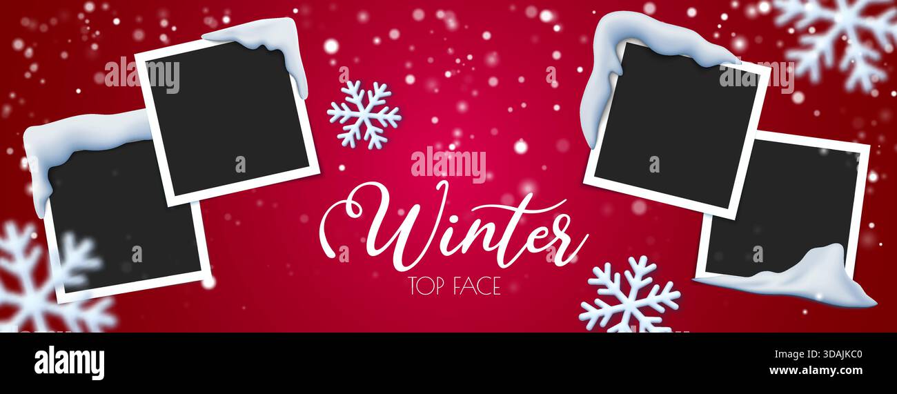 Winter Snow Photo Frame Banner Stock Vector