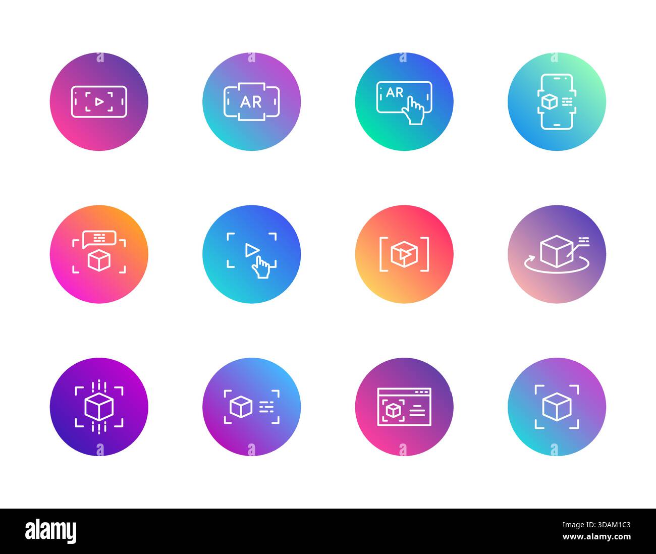 AR, 3D, interaction. Stock Vector