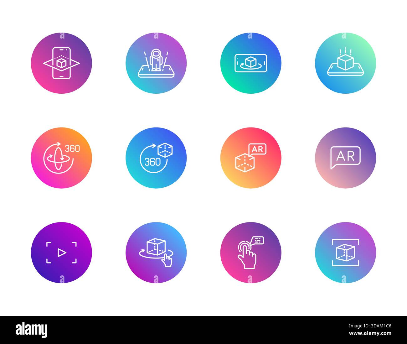 AR, VR, interaction. Stock Vector