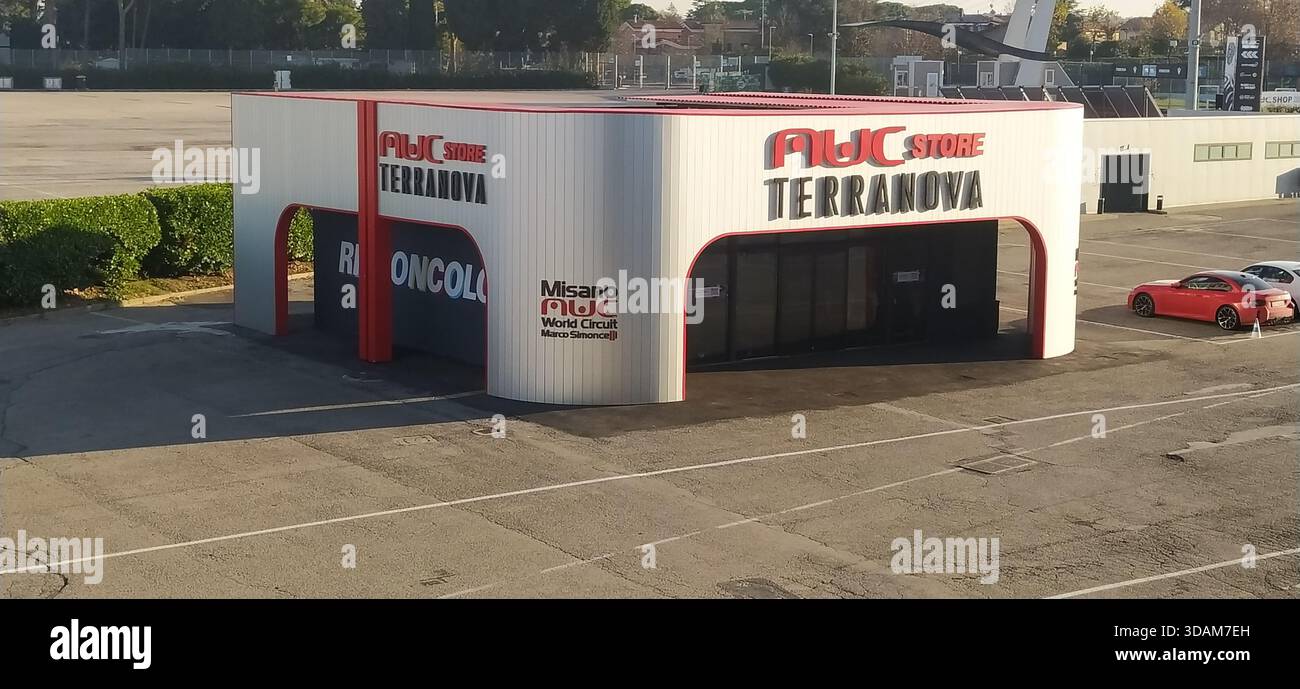 Interior of the Misano Adriatico Circuit named after Marco Simoncelli and venue for the GP motorcycle race, GT super car race - Stock Image