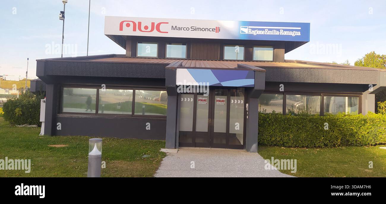 Interior of the Misano Adriatico Circuit named after Marco Simoncelli and venue for the GP motorcycle race, GT super car race - Stock Image