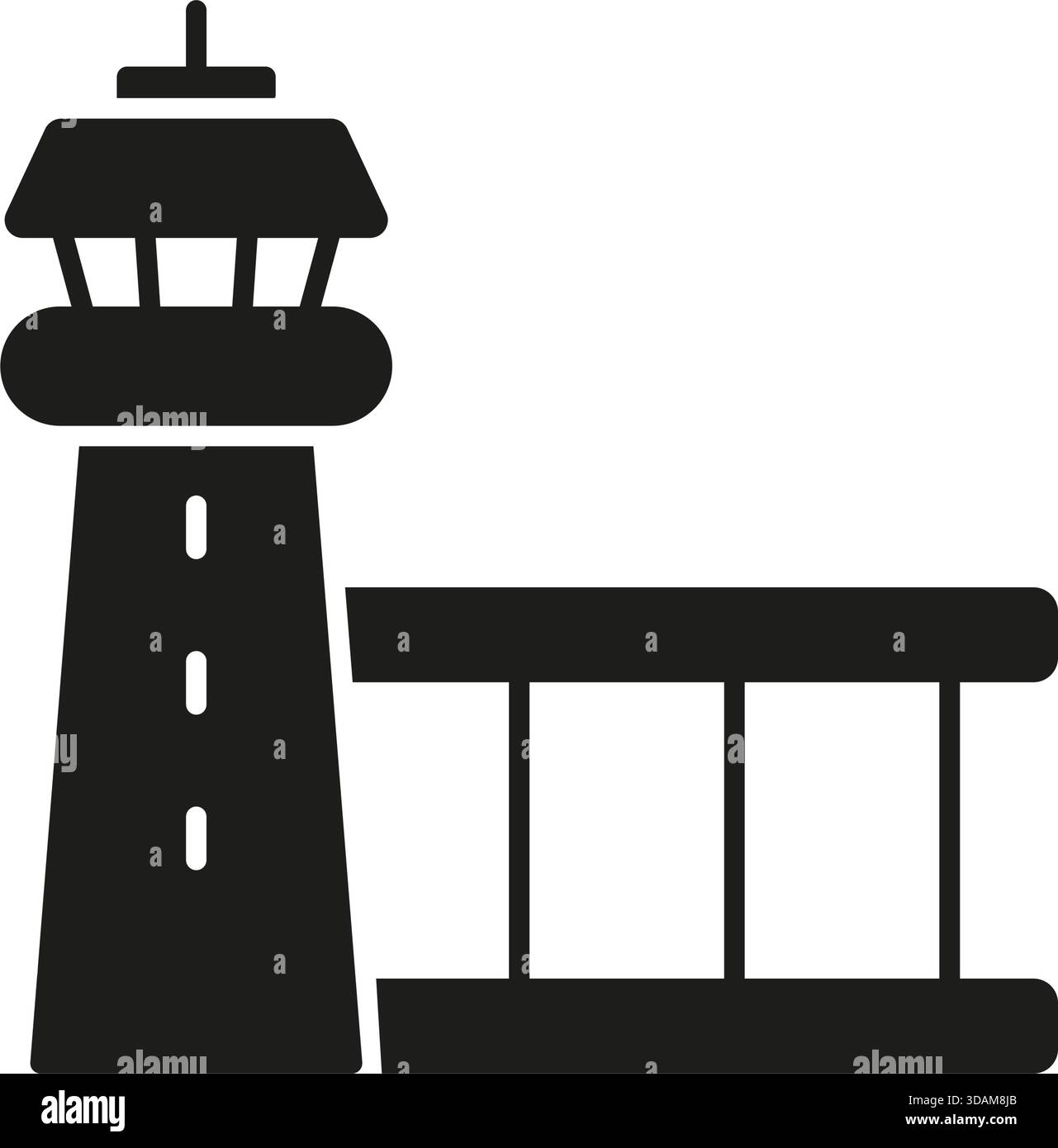 Airport Control Tower And Terminal Solid Icon. Aviation Navigation ...
