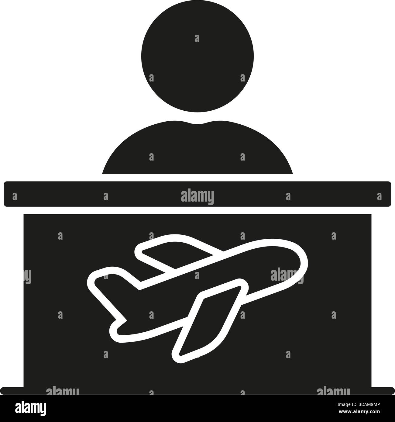 Airport Check-In Counter Solid Icon. Travel Assistance And Baggage ...